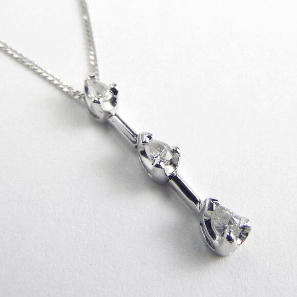 0.23ctw Diamond 10K Gold Infinity Teardrop 3 stone Chain Necklace - Picture 7 of 8